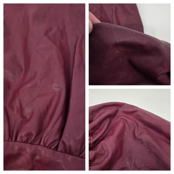 Amanda Uprichard Red Faux Leather Maisie Mini Dress Puff Sleeves Women's Medium - Picture 11 of 11